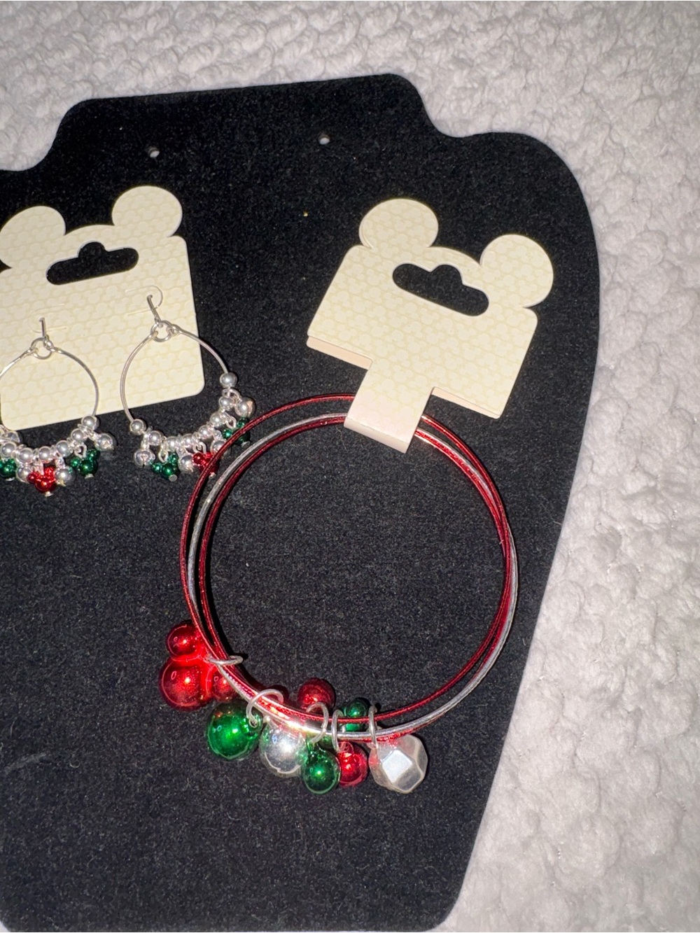 Disney Festive Red & Green Charm Bangle Set